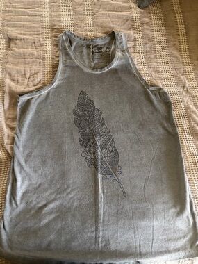 Sanuk Gray Graphic Tank Top with Logo Print